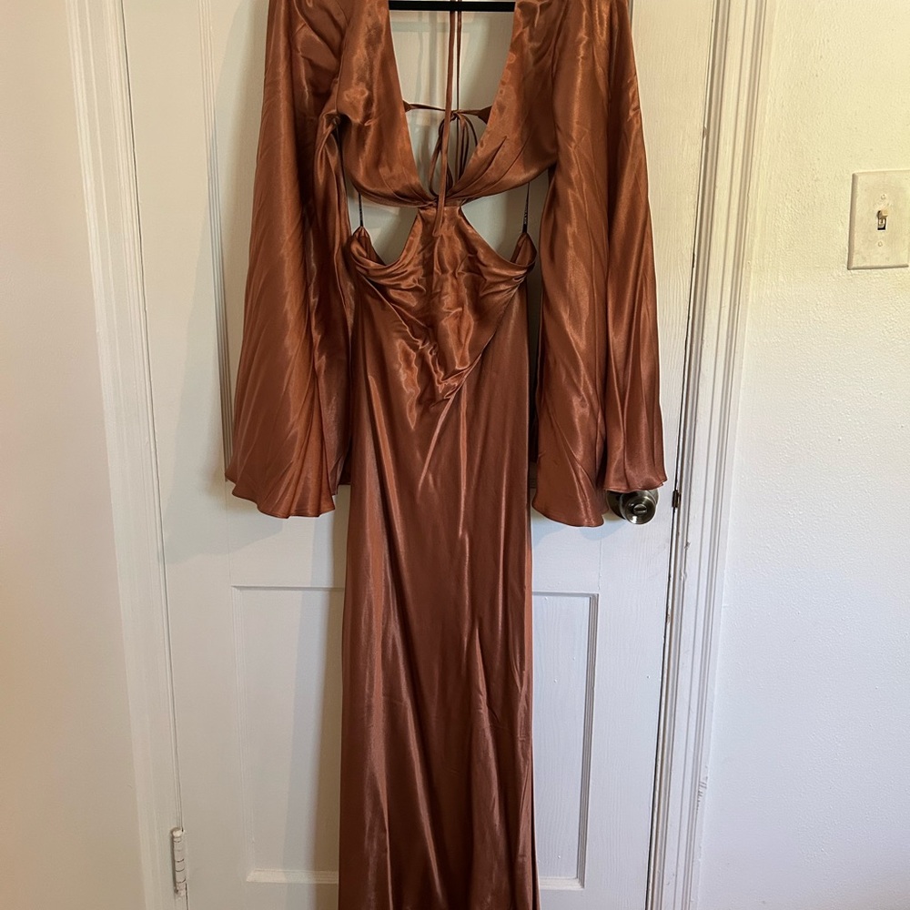 Shona Joy Copper Satin Dress